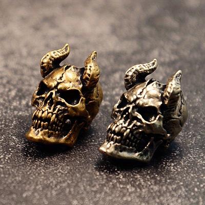 1PC Gothic Teufel Satan Ziegenhorn Schädel Messing Messer Perlen DIY Paracord Charms Schlüsselanhänger Zubehör Punk Männer Outdoor EDC Werkzeuge Lanyard Anhänger