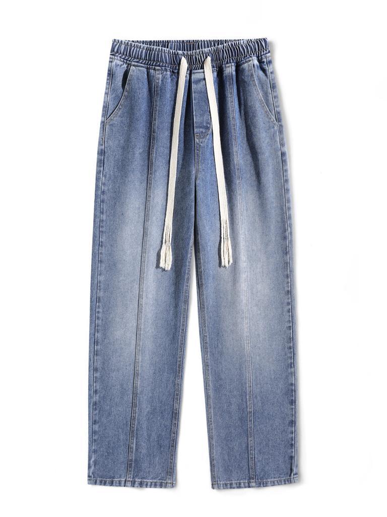 New Spring Men's Jeans Men's American High Street Design Warm Wide-leg Pants