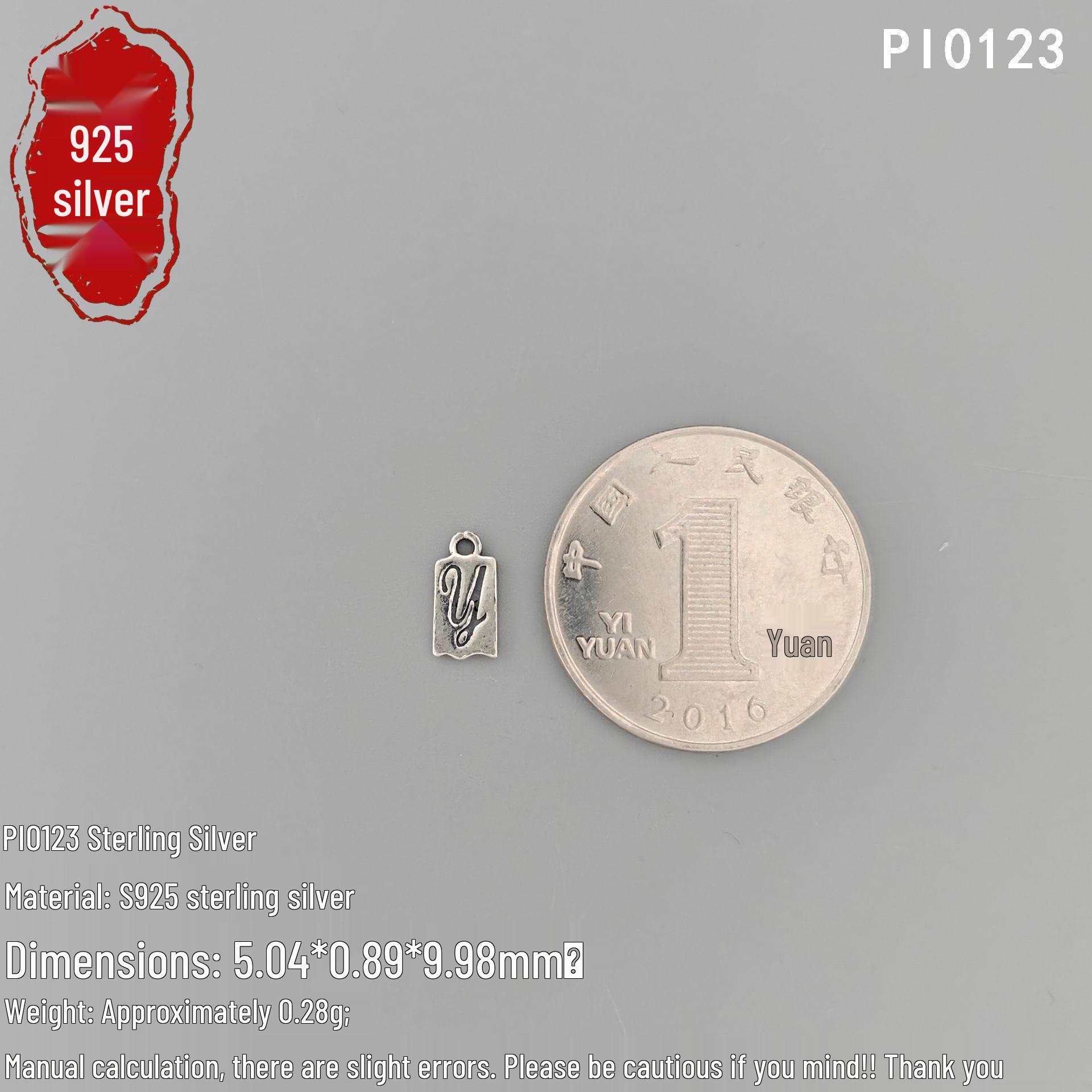 S925 Sterling Silver Retro Letter Y Pendant with Round Ring Ornament Jewelry Accessory.
