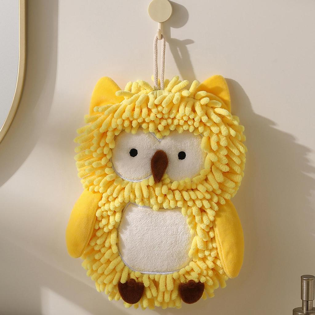 Chenille Hand Towel Owl Design Decorative Washcloth Hangable Rag Chenille Quick Dry Hand Towels For Bathroom For Hotel Home Kids