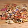 10Pcs Painted Fan Wooden Pendant DIY Crafts Supplies Hanging Ornaments Retro Wood Slices Home Decor.