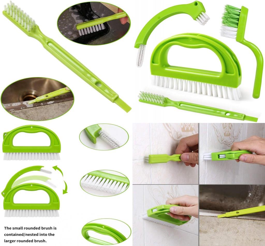 Vielseitiges 4-in-1 Fugenbürsten-Reinigungsset für den Heimgebrauch mit weichen Nylonborsten und robustem PP-Griff für Fliesen, Badewannen und Waschbecken