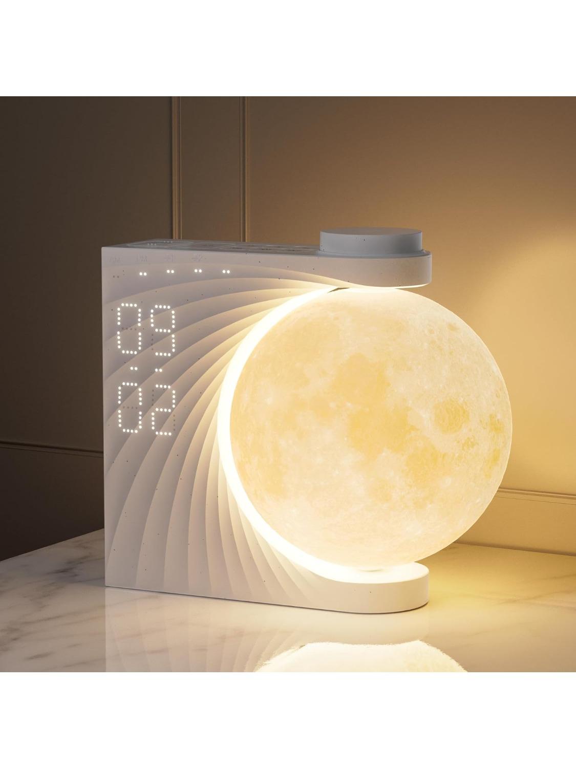 

Будильники Sunrise для любителей крепкого сна, ночники для спальни с лунным светом, 10 световых эффектов, таймер 30/60/90 United States белый