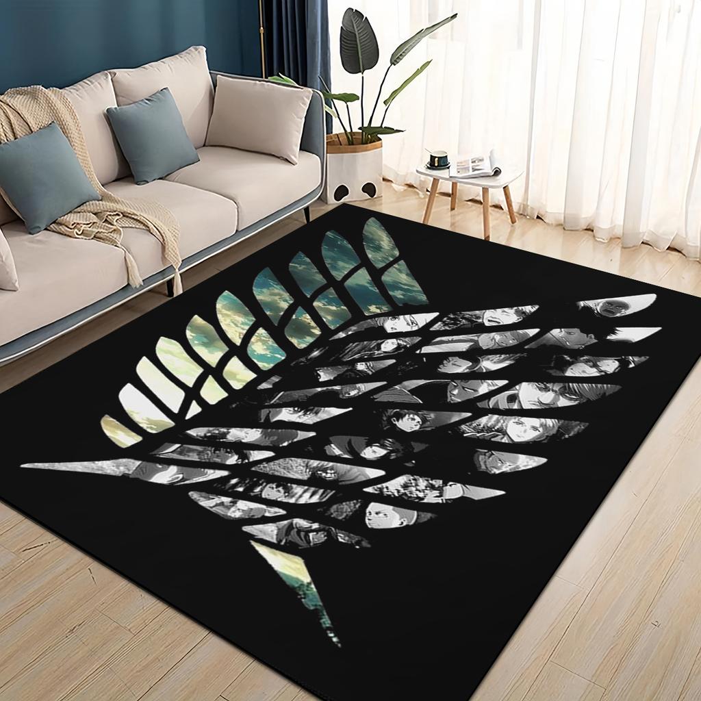 3D Cartoon Attack On Titan Eren Mikasa Anime Carpet Rug for Living Room Bedroom Home Sofa Decoration,kid Play Non-slip Floor Mat