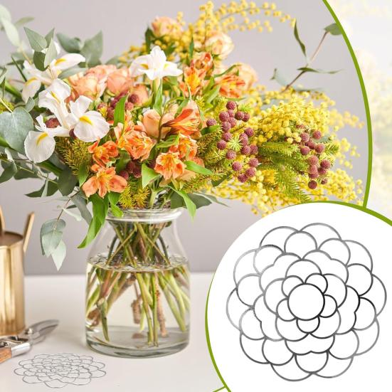 Květinový mřížkový organizér Nerezová ocel 4" 5" 6" Květinová žabka Drátěná mřížka na aranžování květin do váz Kytic Dekorace jídelního stolu