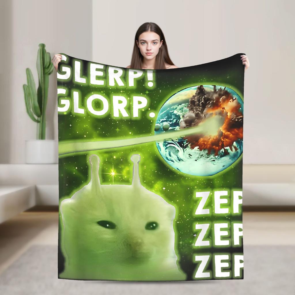 Italian Brainrot Tralalelo Tralala Tung Tung Tung Sahur Meme Fleece Blanket Throw Blanket for Bed Sofa Couch Plush Thin Quilt