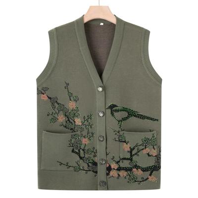 Middle-aged Autumn Sweater Cardigan Elderly Casual Vest Autumn Clothing Mother Vest Old Lady Grandma Clothes