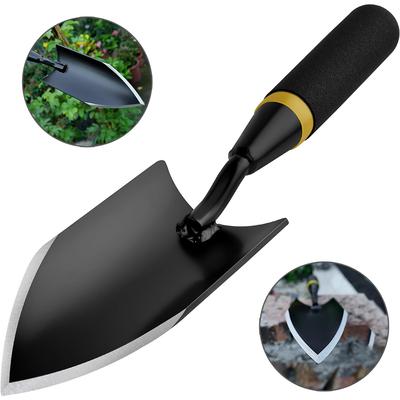 Heavy-Duty Manganese Steel Garden Shovel - Unbendable Garden Trowel with Ergonomic Rubber Handle, Super Hard Soil Digging Tool