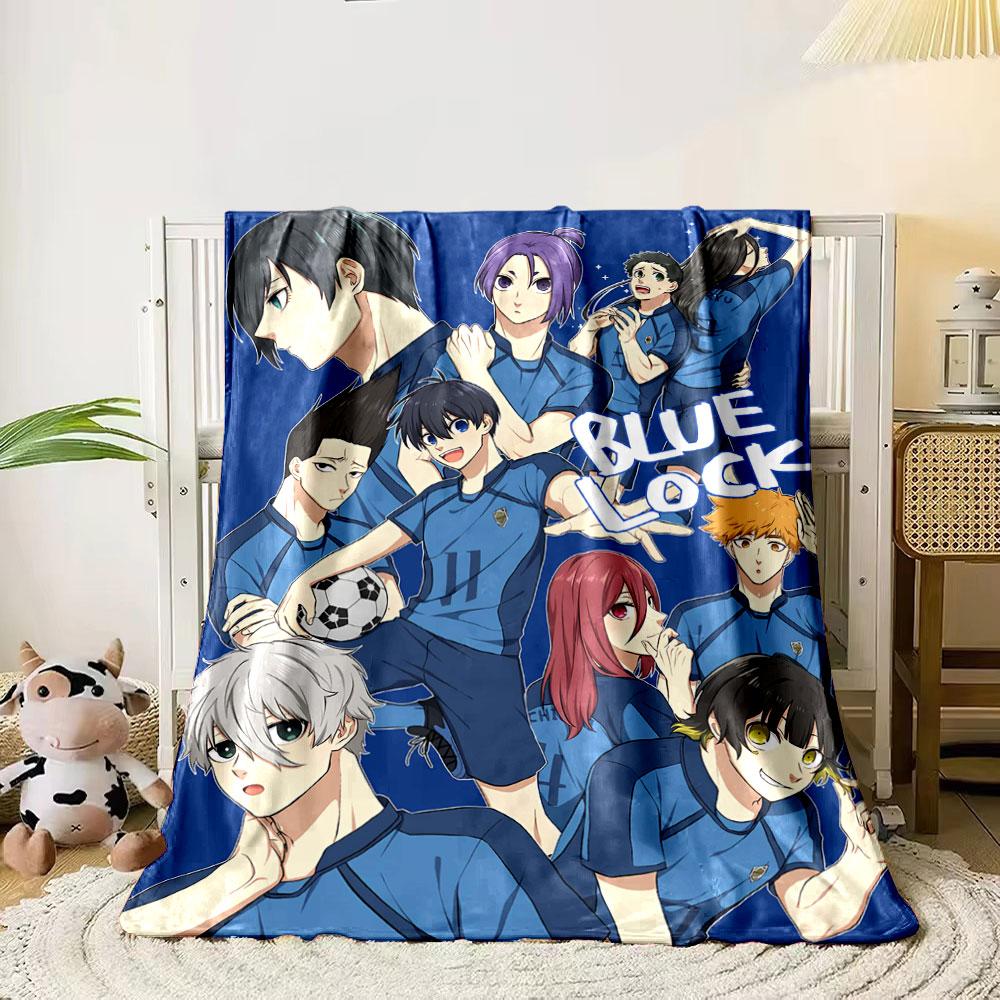 

The main pattern shows soccer players in blue jerseys against a blue background. for all seasons blanket lunch break throw gift 80cm x 120cm