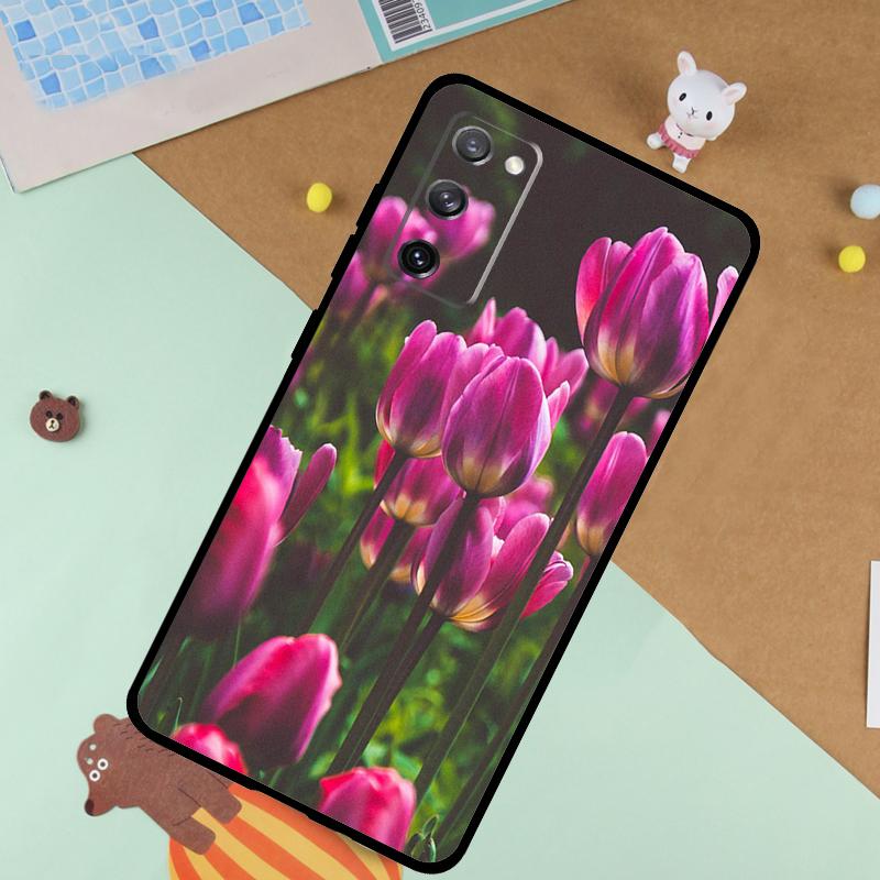 Spring Tulips Flower Case For Samsung Galaxy S23 S22 Ultra S21 S20 FE S8 S9 S10 Note 10 Plus Note 20 Ultra Cover