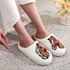 Farmer Ranch Horse Pattern Embroidered Plush Home Thick-Soled Comfortable Furry Slippers Cute Warm Non-Slip Indoor Slippers