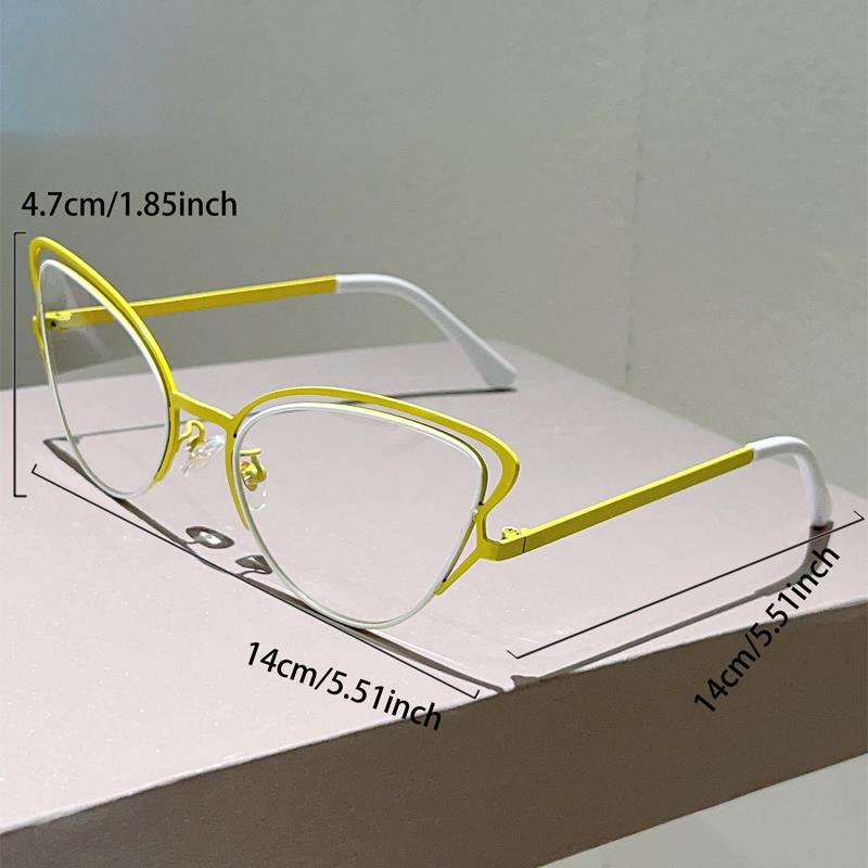 Hohlförmige Brille in Schmetterlingsform Damen Stilvolle Cat-Eye-Fassung Optische Fassung mit Blaulichtfilter Trendiges Markendesign Dekor Brille