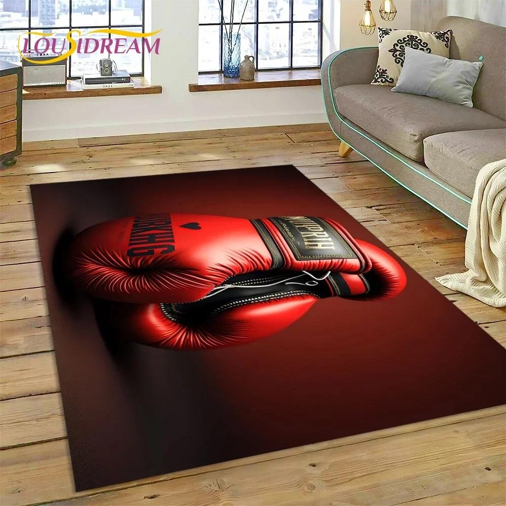 Boxerské rukavice Boxer Fight Kreslený koberec Koberec do obývacího pokoje Ložnice Domácí dekorace, Podložka na podlahu Protiskluzová Dekorace na pohovku Rohožka
