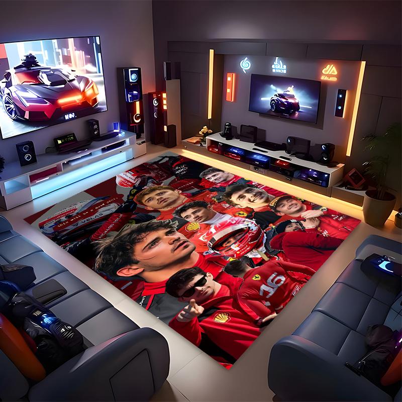 C-charles Leclerc F1 Racing Printed Absorbent Washable Carpet,Non-Slip Bathroom Mats,Kitchen Rugs,Living Room Entrance,Camping Picnic Rugs