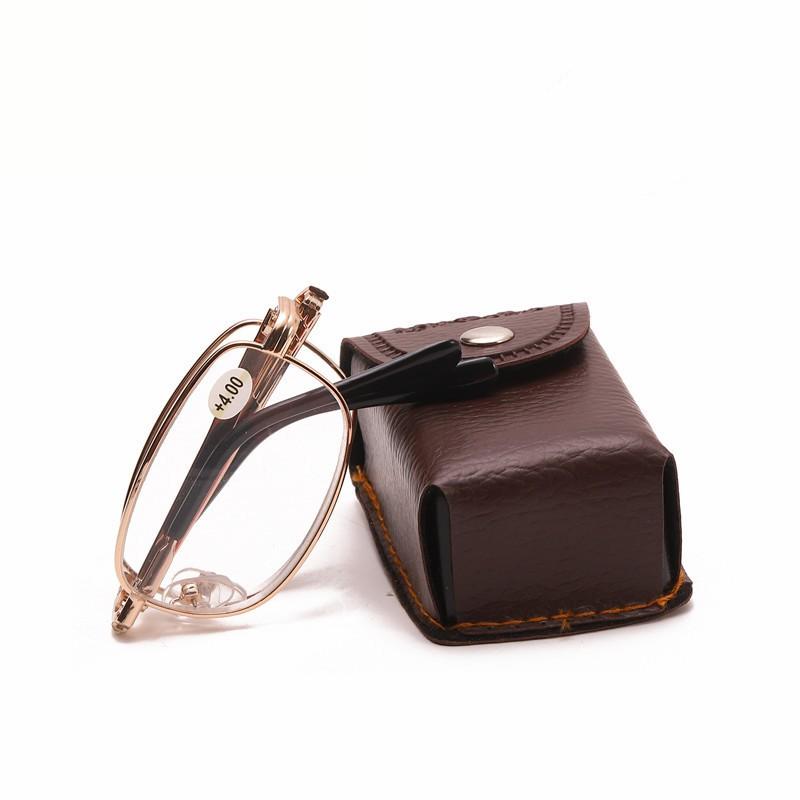 Vintage Foldable Far Sight Spectacles Gentlemen Women Fashion Folding Reading Glasses with Box Unisex Portable Retro HD Lens Eyewear