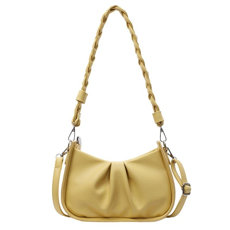 Summer New Trendy Simple Casual Small Square Bag Fashionable Shoulder Bag Pleated Underarm Bag Small Bag Women