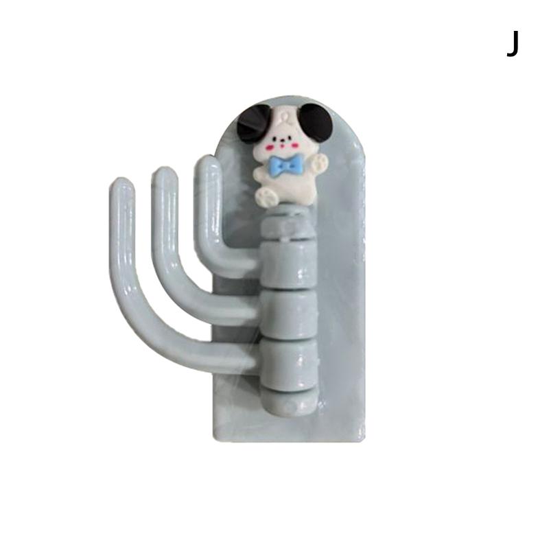 Rotatable Multi-Purpose Cartoon Three-Hook Hook Cute Student Dormitory Punch-Free Traceless Sticky Hook Wall Door Key Hook Tool