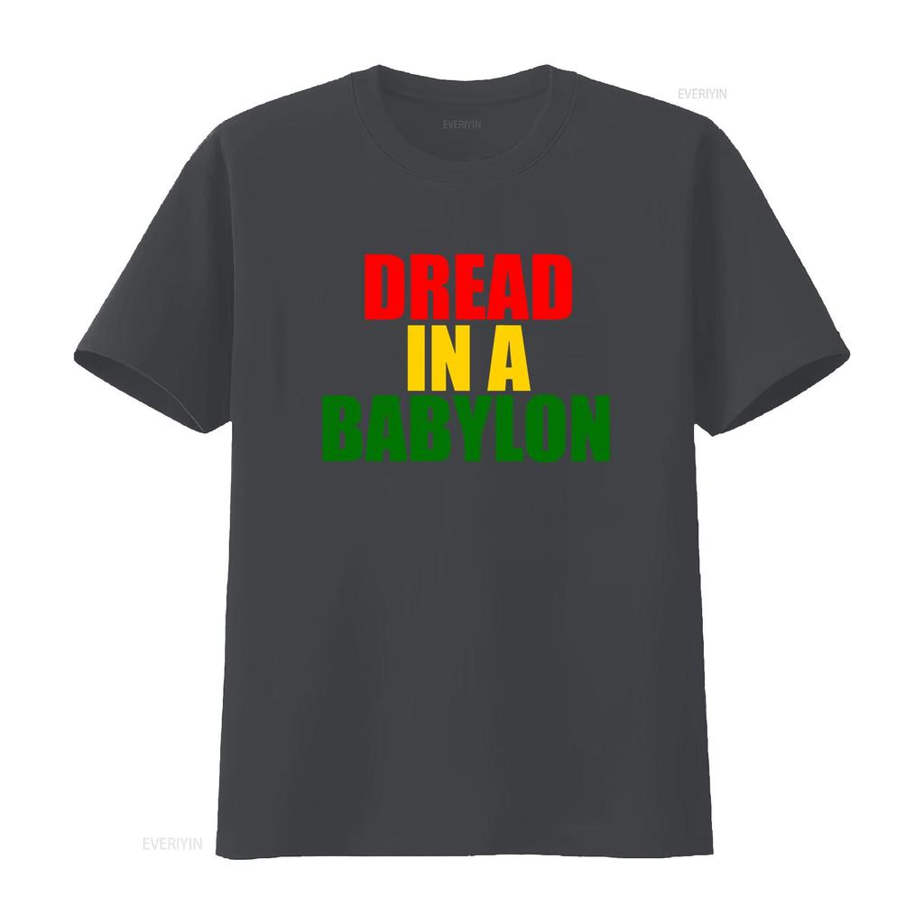 DREAD IN A BABYLON T SHIRT All Sizes Colors Reggae Dub U Jah Rasta Design vintage Washed fashion streetwear Breathable