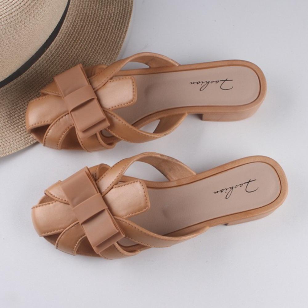 Fashion Slippers Women's 2025 Summer New Hollow Solid Color Square and Casual Versatile Outer Wear Fashion Cool Slippers Women's