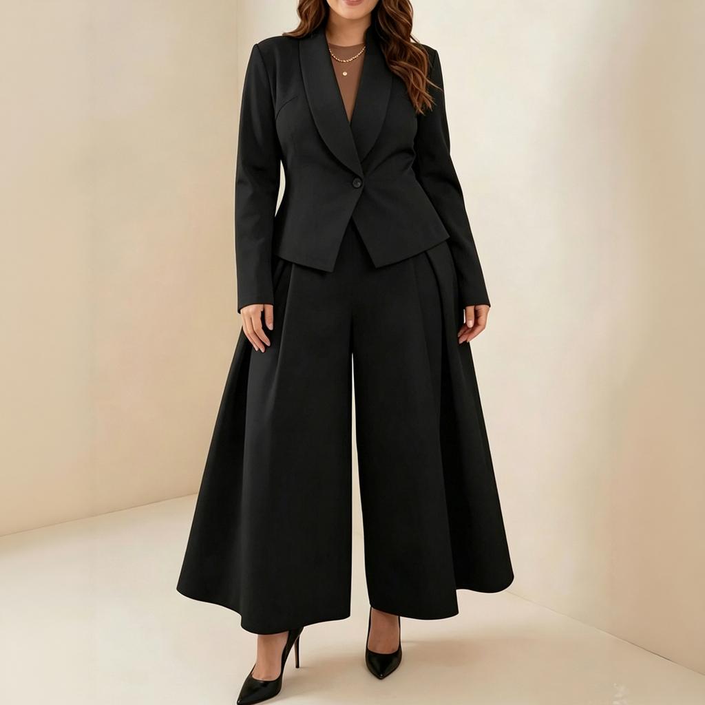 Women's Wide Leg Pants Two Piece Set for Business Commuting and Wear
