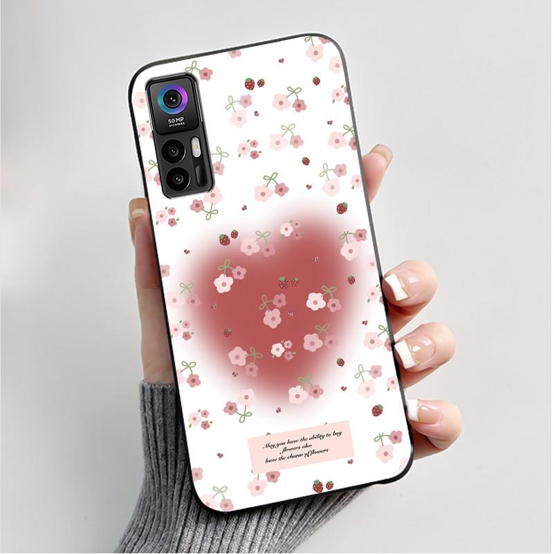 Case For TCL 30 Plus 30 5G T676K T676J T676H T776H Phone Case Fashion Butterfly Flowers Black Silicone Shockproof Cover Casing