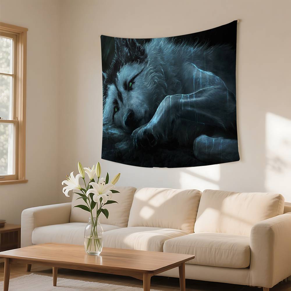 Psychedelic 3D Wolves Tapestry Customizable Tapestries Of Various Styleswall Hangings Celebrity Photo Printingwall Hangings