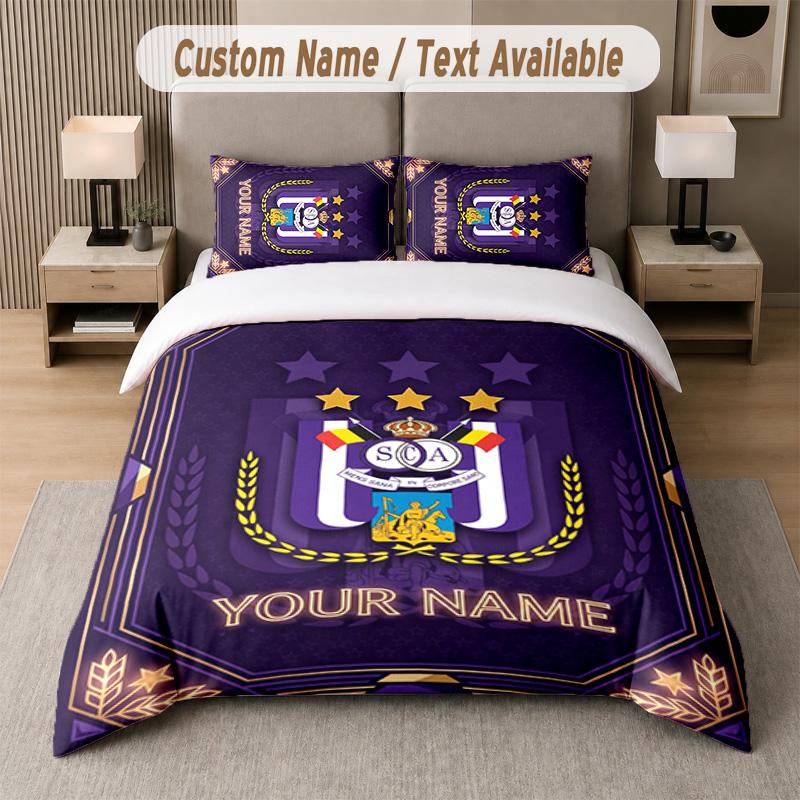 Anderlecht FC Design Bedding Set Custom Text 1 Duvet Cover & 2 Pillow Cases