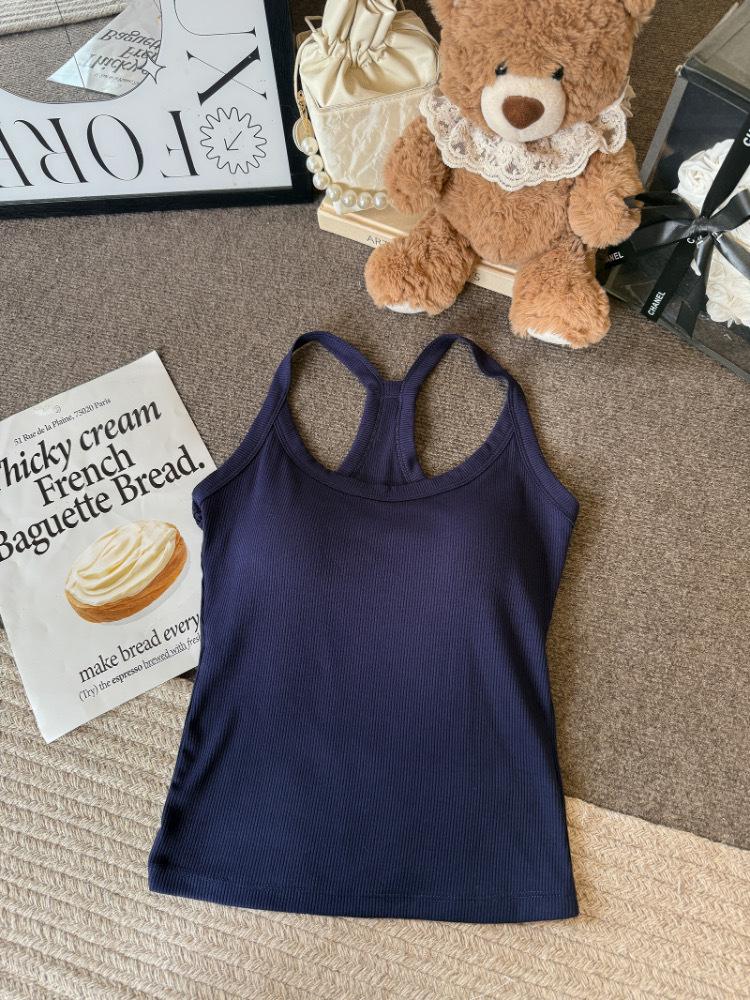 Chic 2026 Women s Halter Top: Solid Color, Slimming, Sleeveless, Built-in Bra One Size