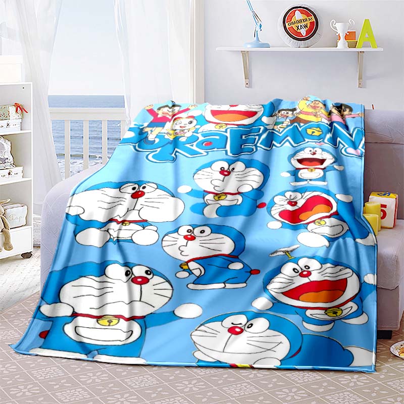 1PCCartoon D-Doraemon Dream Anime Flannel Blanket Soft Warm Throw Blanket for Bedroom Living Room Bed Travel Camping Picnic Kid1 75x90cm