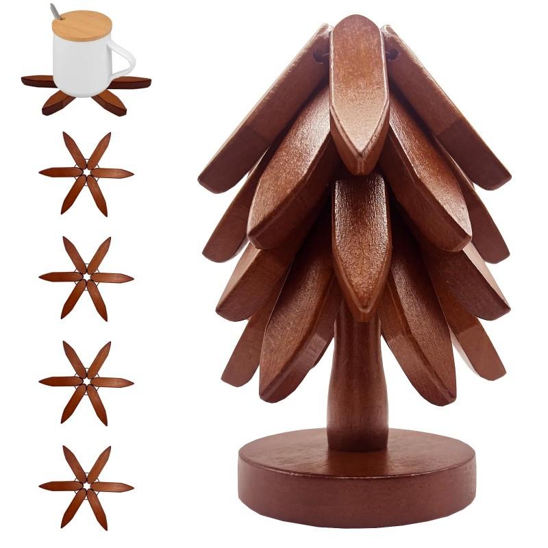Sottobicchiere Tappetino da Tavola Sottopiatti in Legno Design Albero Supporto Bambù Sottopentola in Legno Decorativo Anti Scottatura Resistente al Calore Tappetini in Legno