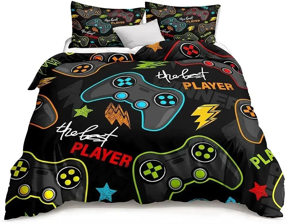 Gamer Bedding Sets for Boys Gaming Duvet Cover Set Video Games Comforter Cover Custom Designs Bed Set with Pillowcase