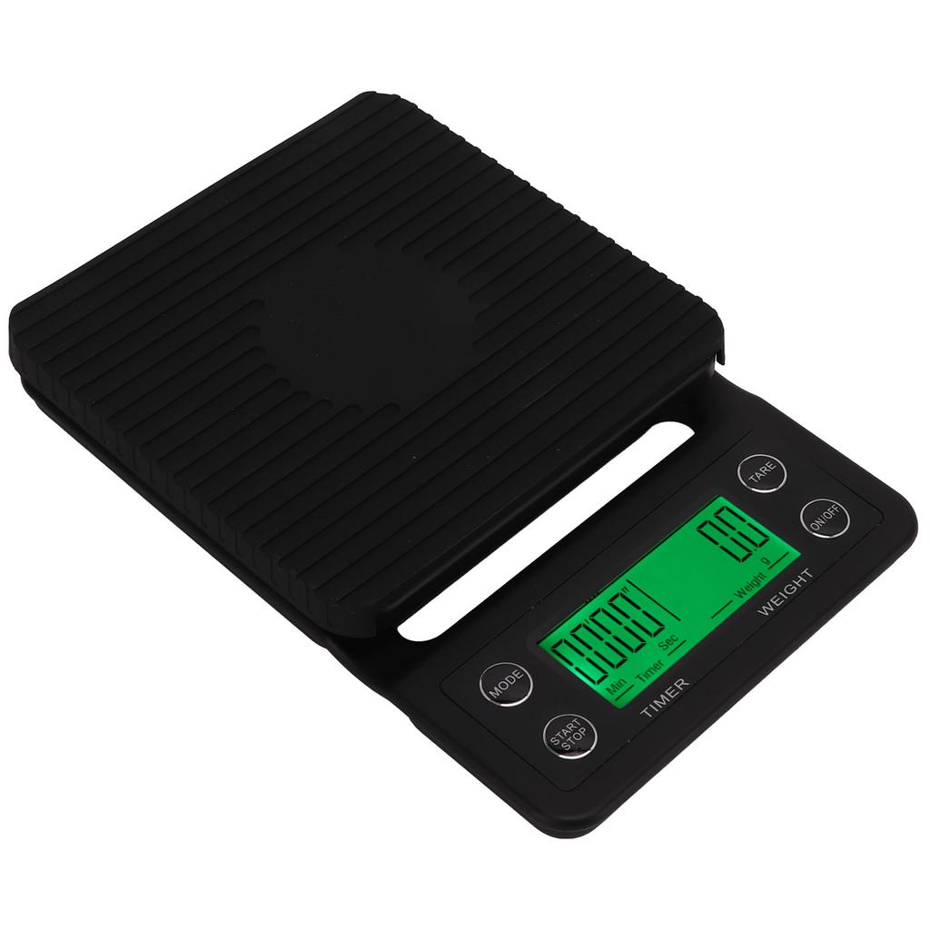 Coffee Scale Timing Multi Units 0.1g Accuracy Portable Electronic Scale with Insulation Pad for Kitchen Outdoor Black