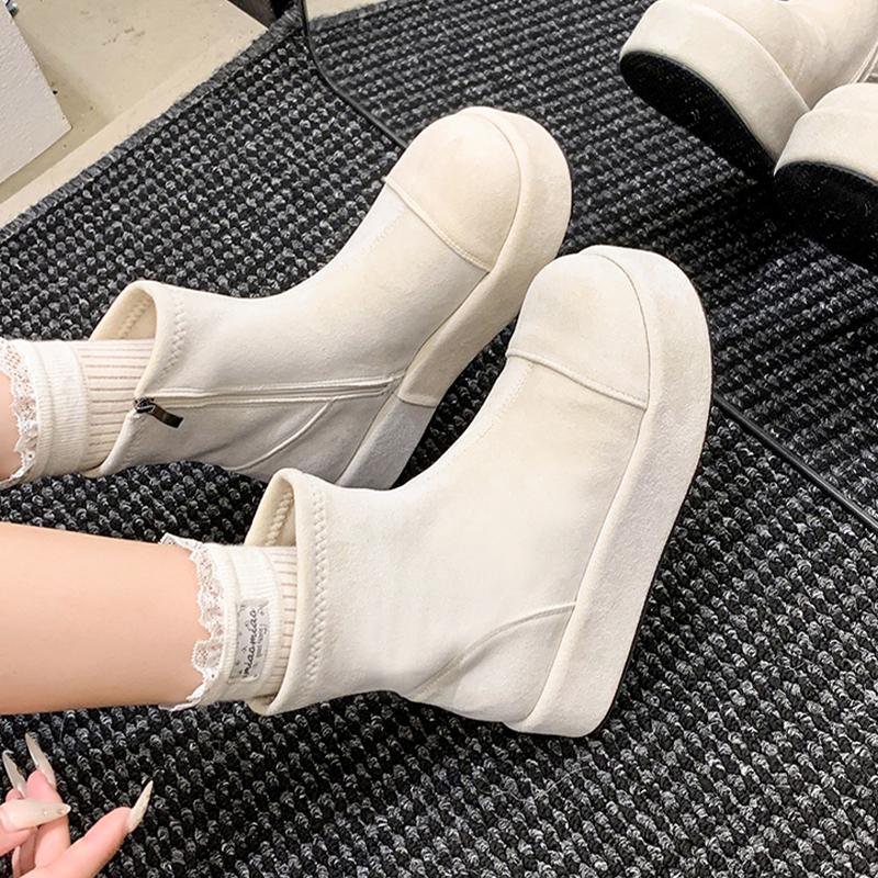 Fashion Women Ankle Boots Flats Platform Suede Designer Shoes Fashion Casual Snow Boots 2025 New Winter Cozy Sport Mujer Chelsea Botas