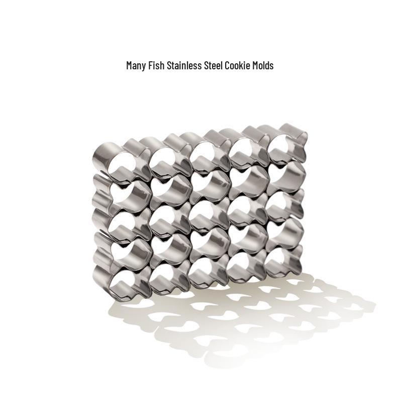 Stainless Steel Goldfish-Shaped Cookie Mold, 25 Grids for Baking Biscuits