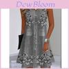 Summer Pink Polyester Denim Print Sleeveless Aline Dress For Casual Women
