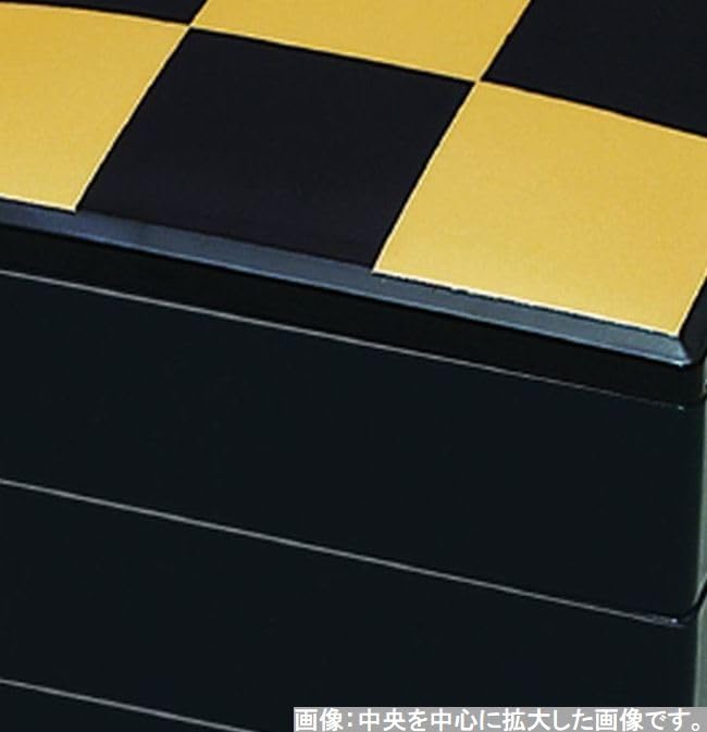 Jubako with a Black Checkered Spring Breeze X X Made In Japan J-kitchens 3-Tiered (6.5-inch) Pattern, Design, 19.5cm 19.5cm 16.8cm,