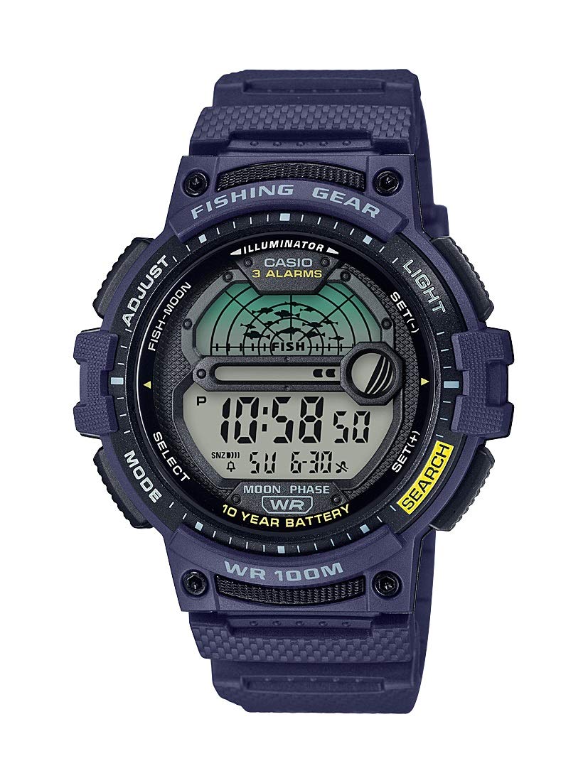 

Casio Мужские кварцевые часы с таймером для рыбалки и ремешком из смолы, синие