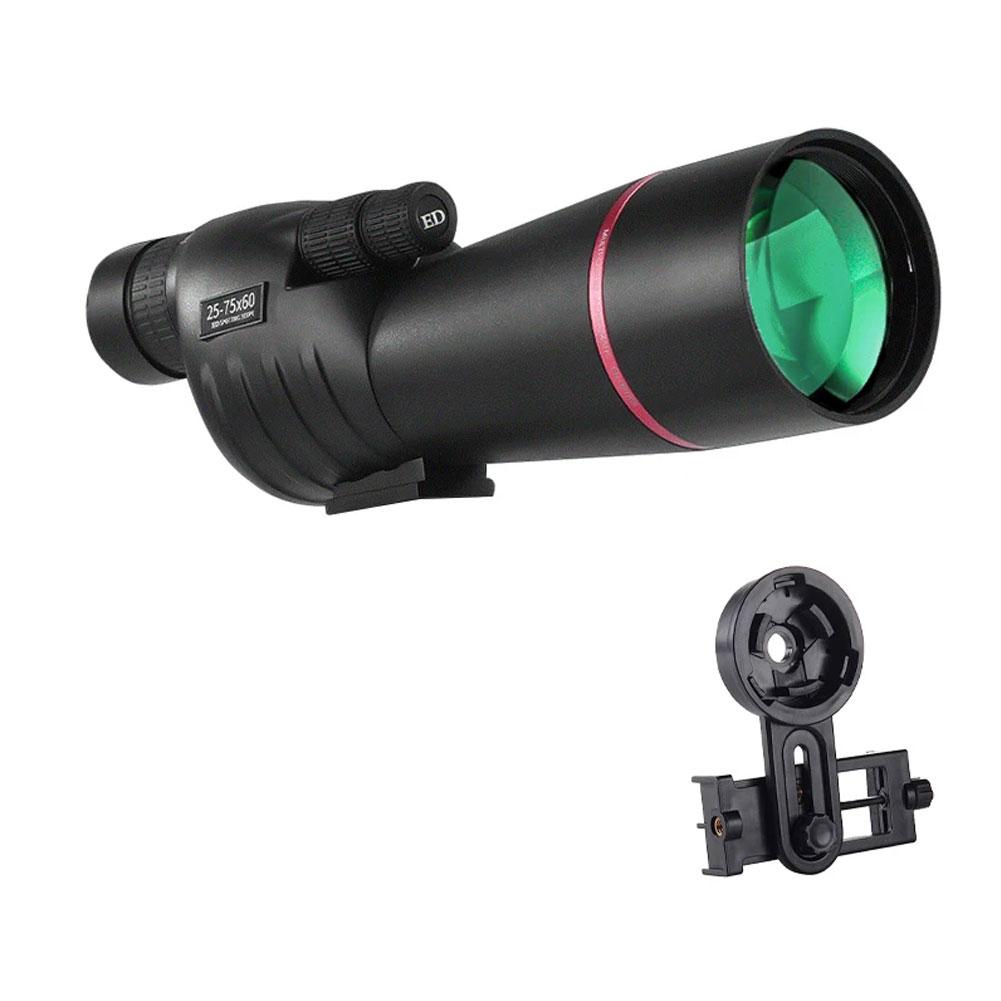 25-75x60 Spotting Scope Hd Zoom Monocular Powerful Telescope Waterproof Long Range With Tripod For Birdwatching Shooting Camping