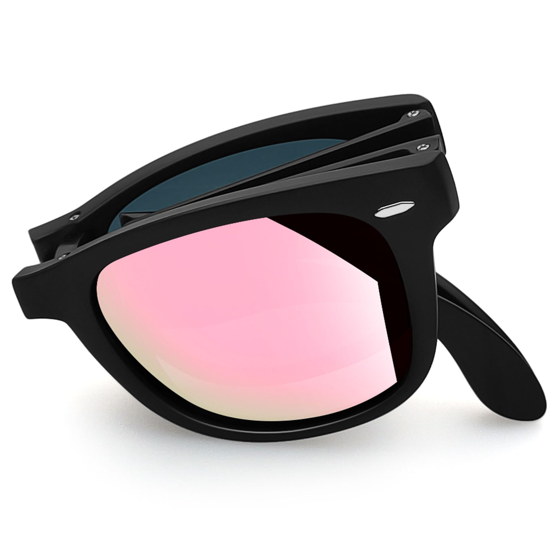 

Folding Sunglasses for Men and UV Fishing [Joopin] Women, Polarized, Driving, Sports, UV400, Protection, Wellington, (Black/Pink)