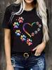 Cute Cat Paw Pattern Glam T Shirt Girl Summer Streetwear Casual Loose Daily Wear Durable Spring Summer Autumn Round Neck