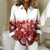 Women's Shirt Blouse Christmas Print Button Long Sleeve Casual Basic Shirt Collar Regular Top