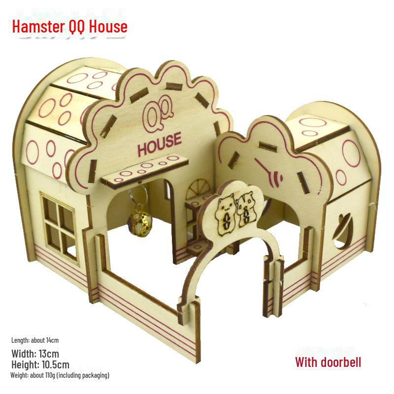 

Двухэтажная вилла для хомяков из цельного дерева с конструкцией для лазанья и лестницей As shown in picture