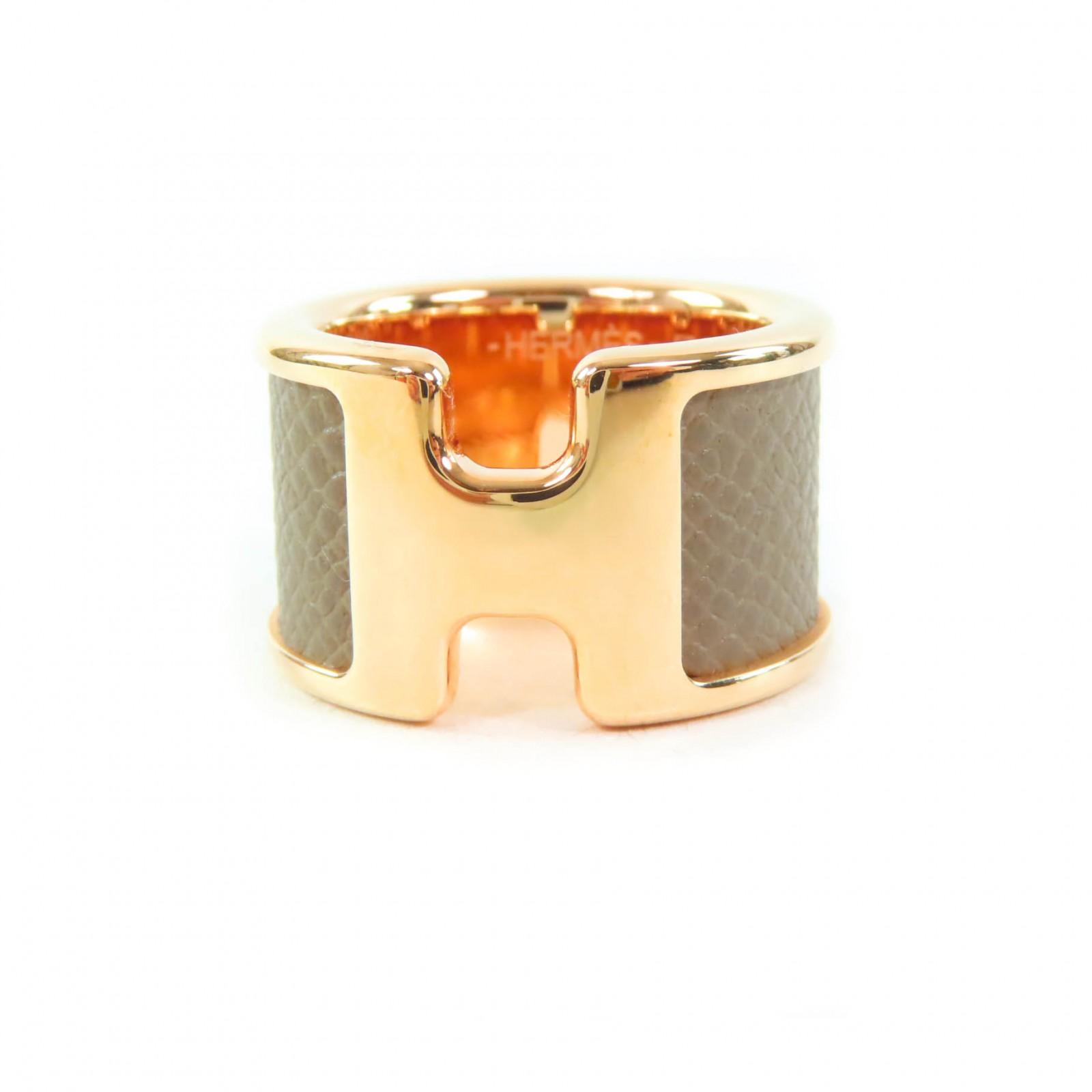 

Excellent HERMES Ring Olympe GM H design Etoupe Pink Gold Women XS Used