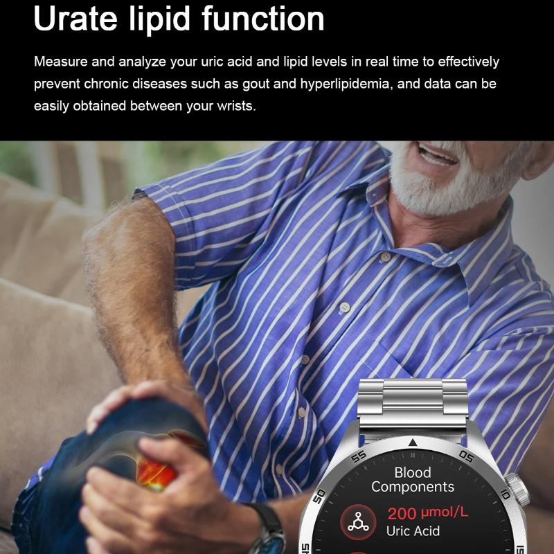 New Expert Health Smart Watch Men Uric Acid Blood Fat Blood Pressure ECG+PPG Heart Rate HD Bluetooth Call Sport Watch for IOS Android