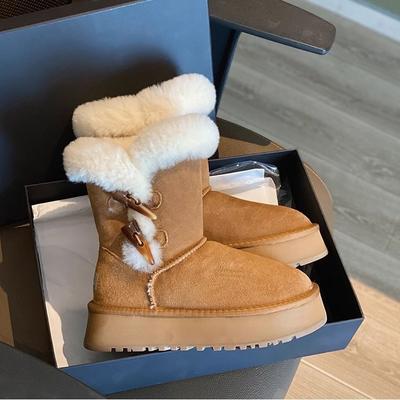 Spot Snow Boots 2025 New Women's Winter Velvet Thickened Thick Sole Heightening Warm Northeast Cotton Boots Fashion Cotton Shoes