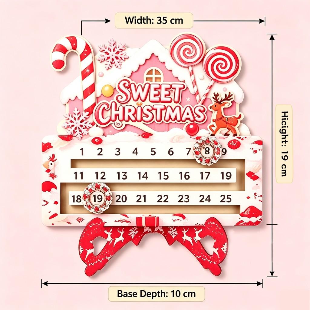 Christmas 25 days Countdown desktop calendar decoration Pink