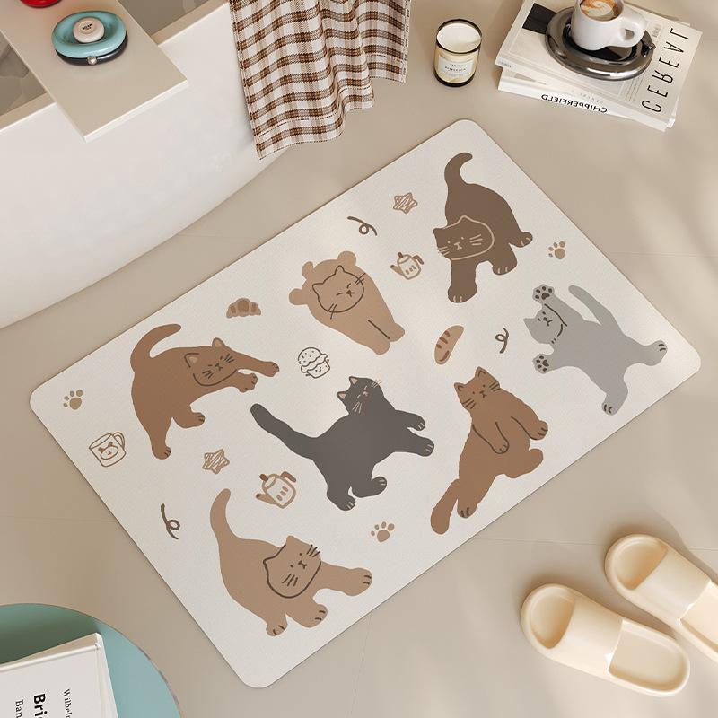 Cartoon Bathroom Floor Mat, Toilet, Toilet Door Soft Diatom Mud Floor Mat, Non-Slip, Anti-Drop, Water-Absorbing Quick-Drying Mat 40*60cm