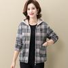 Mom's Plaid Hooded Wool Coat - Mid-Length, Fashionable for Middle-Aged and Elderly Women, Suitable for Spring, Autumn, and Winter.