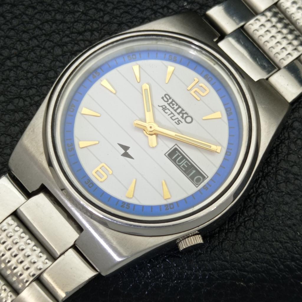 UŻYWANY ORYGINALNY VINTAGE SEIKO ACTUS AUTOMATYCZNY JAPOŃSKI MĘSKI Z BIAŁĄ TARCZĄ Zegarek a433260-2 R115-a433260