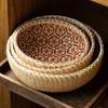 Sturdy Bamboo Storage Basket Handmade Fruit  Serving Tray Hand Woven Basket  Office